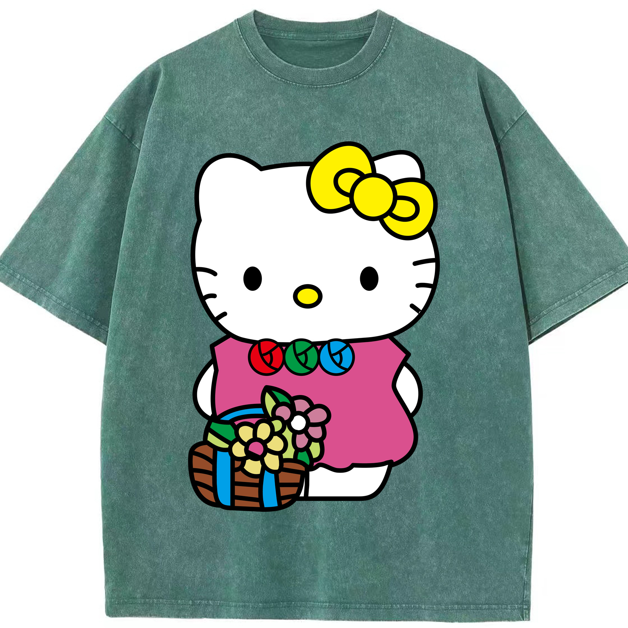 （画像用） Hello Kitty ハローキティ 綿100% ヴィンテージ風 半袖Tシャツ（フロントプリント）